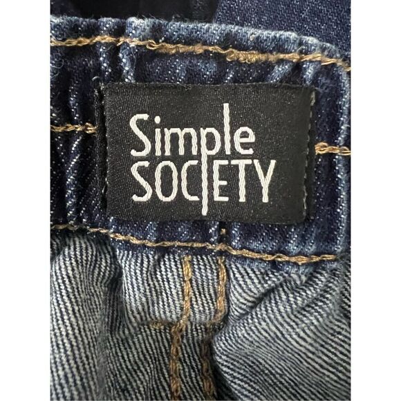 Simple Society Blue Denim Carpenter Jeans 3/26 Wide Leg Mid-Rise Women Juniors - Picture 8 of 12